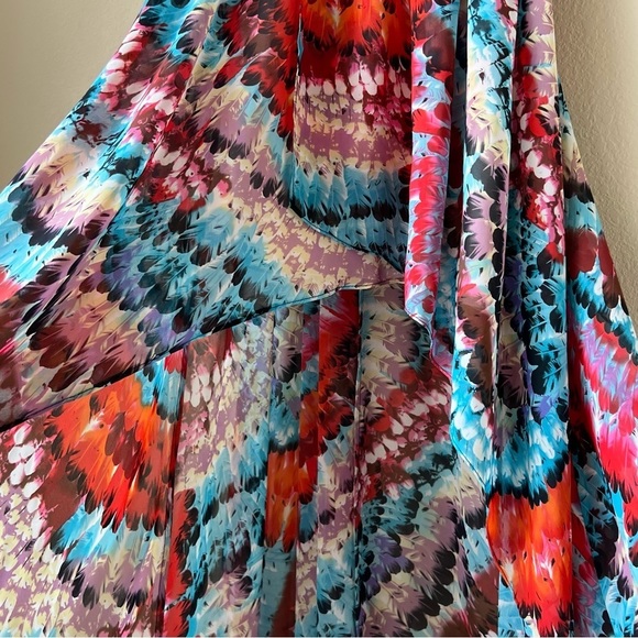 Aidan Mattox Hi Low Feather Print Strapless Chiffon Maxi Dress, size 4 - Picture 11 of 15